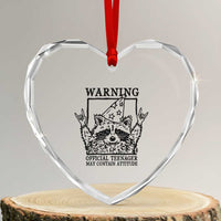 Vintage Raccoon 13th Birthday Heart Crystal Glass Ornament 13 Year Old Official Teenager Gifts