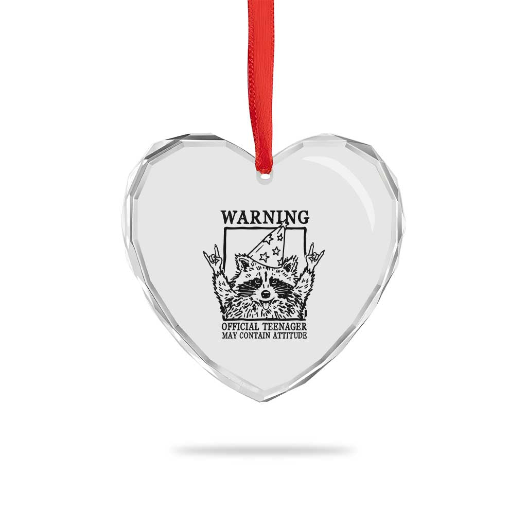 Vintage Raccoon 13th Birthday Heart Crystal Glass Ornament 13 Year Old Official Teenager Gifts