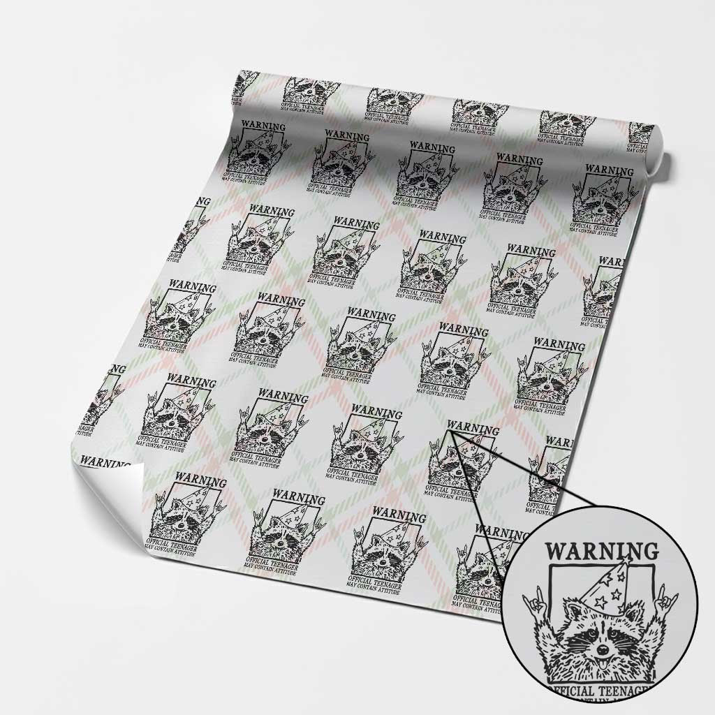 Vintage Raccoon 13th Birthday Wrapping Paper Roll 13 Year Old Official Teenager Gifts