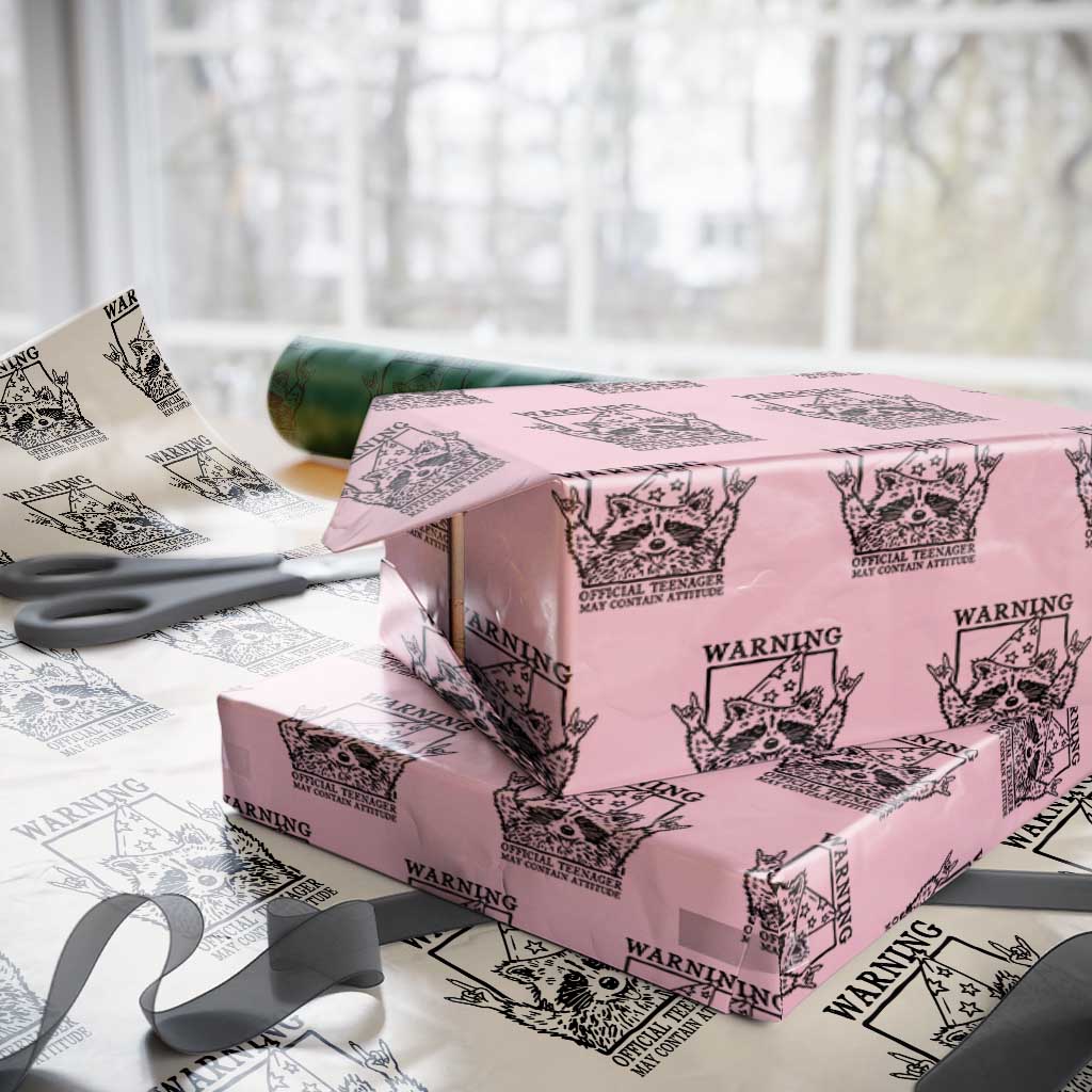 Vintage Raccoon 13th Birthday Wrapping Paper Roll 13 Year Old Official Teenager Gifts
