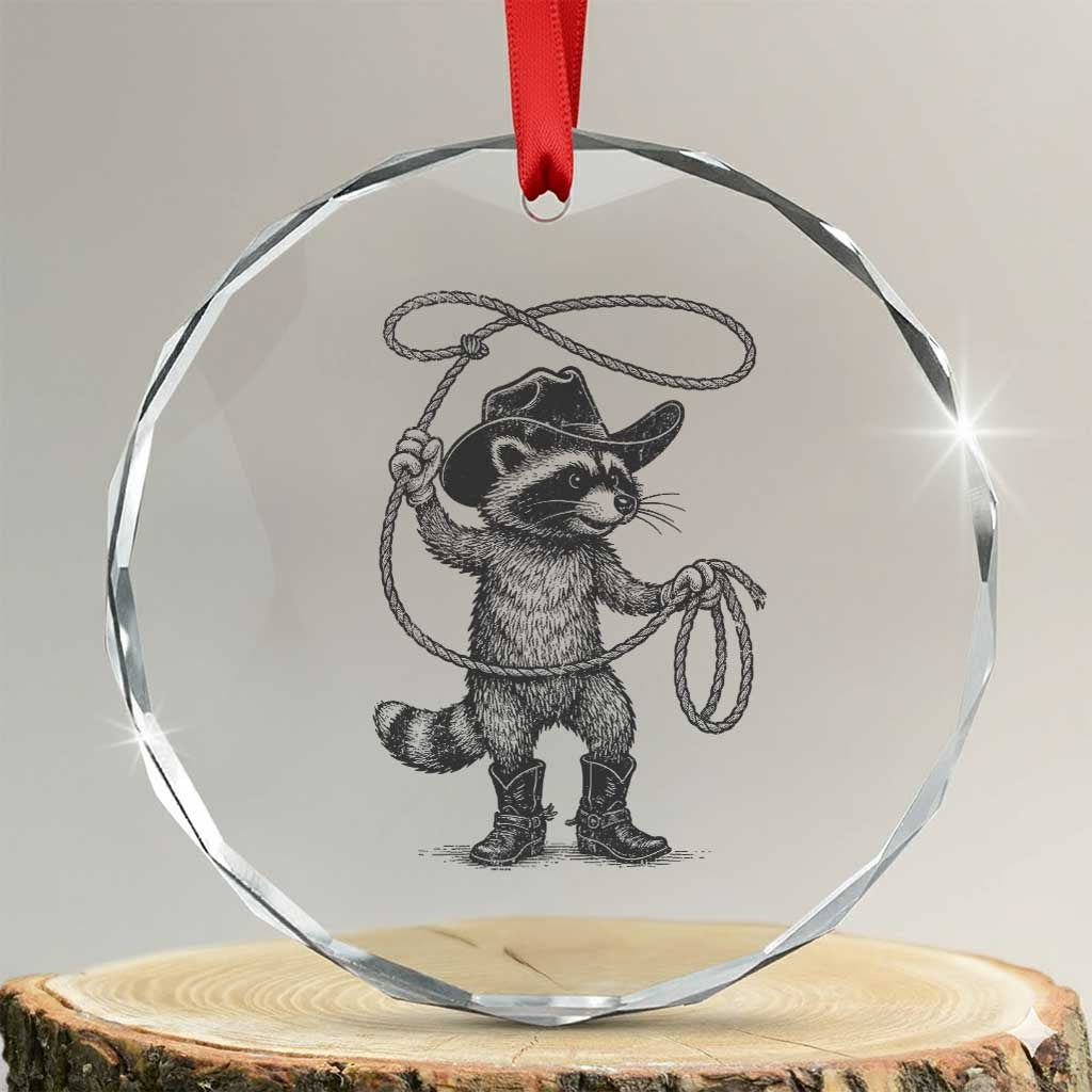 Vintage Raccoon Cowboy Crystal Glass Ornament Cowgirl Trash Panda Western Country Meme - Wonder Print Shop
