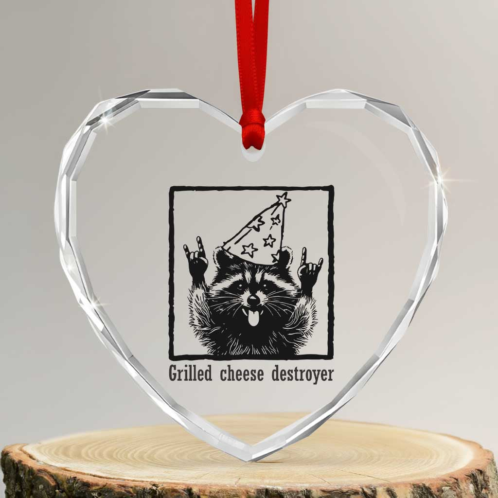 Vintage Raccoon Heart Crystal Glass Ornament Retro Silly Trash Panda Meme - Wonder Print Shop