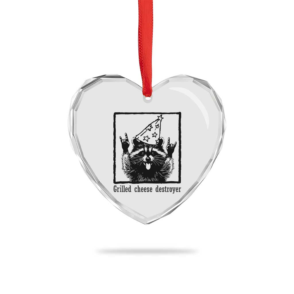 Vintage Raccoon Heart Crystal Glass Ornament Retro Silly Trash Panda Meme - Wonder Print Shop