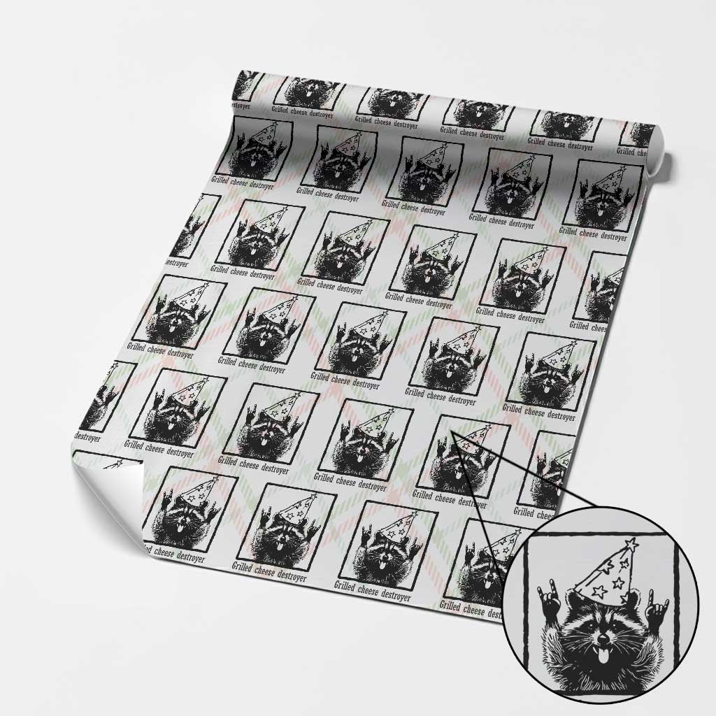 Vintage Raccoon Wrapping Paper Roll Retro Silly Trash Panda Meme - Wonder Print Shop