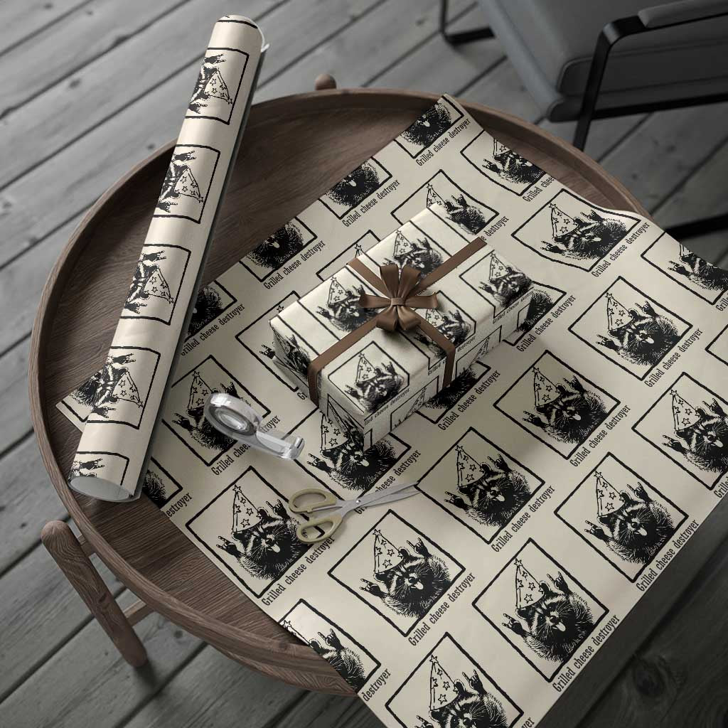 Vintage Raccoon Wrapping Paper Roll Retro Silly Trash Panda Meme - Wonder Print Shop