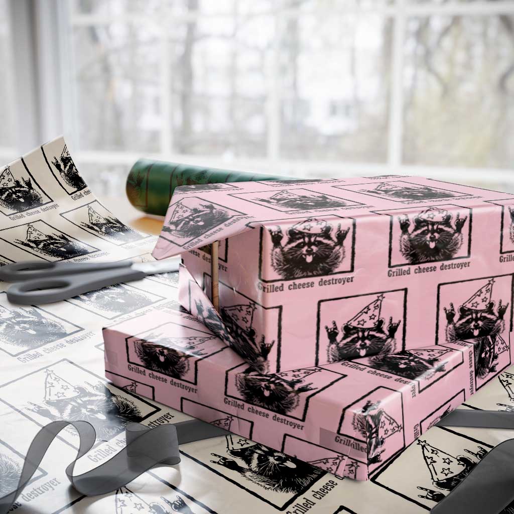 Vintage Raccoon Wrapping Paper Roll Retro Silly Trash Panda Meme - Wonder Print Shop