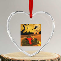 Vintage Race Car Halloween Pumpkin Retro Racing Heart Crystal Glass Ornament - Wonder Print Shop