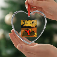 Vintage Race Car Halloween Pumpkin Retro Racing Heart Crystal Glass Ornament - Wonder Print Shop