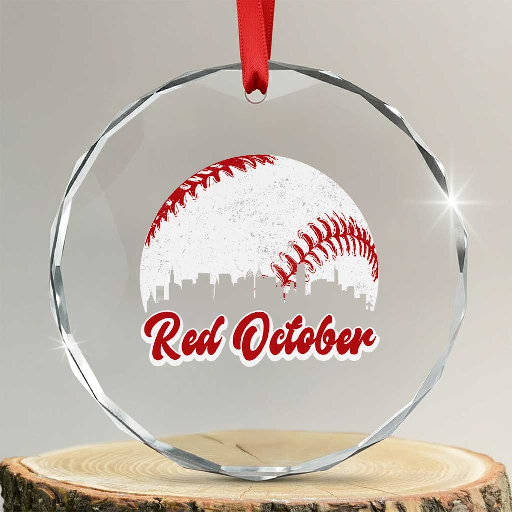 Vintage Red October Crystal Glass Ornament Philadelphia Skyline Retro Philly Cityscape - Wonder Print Shop