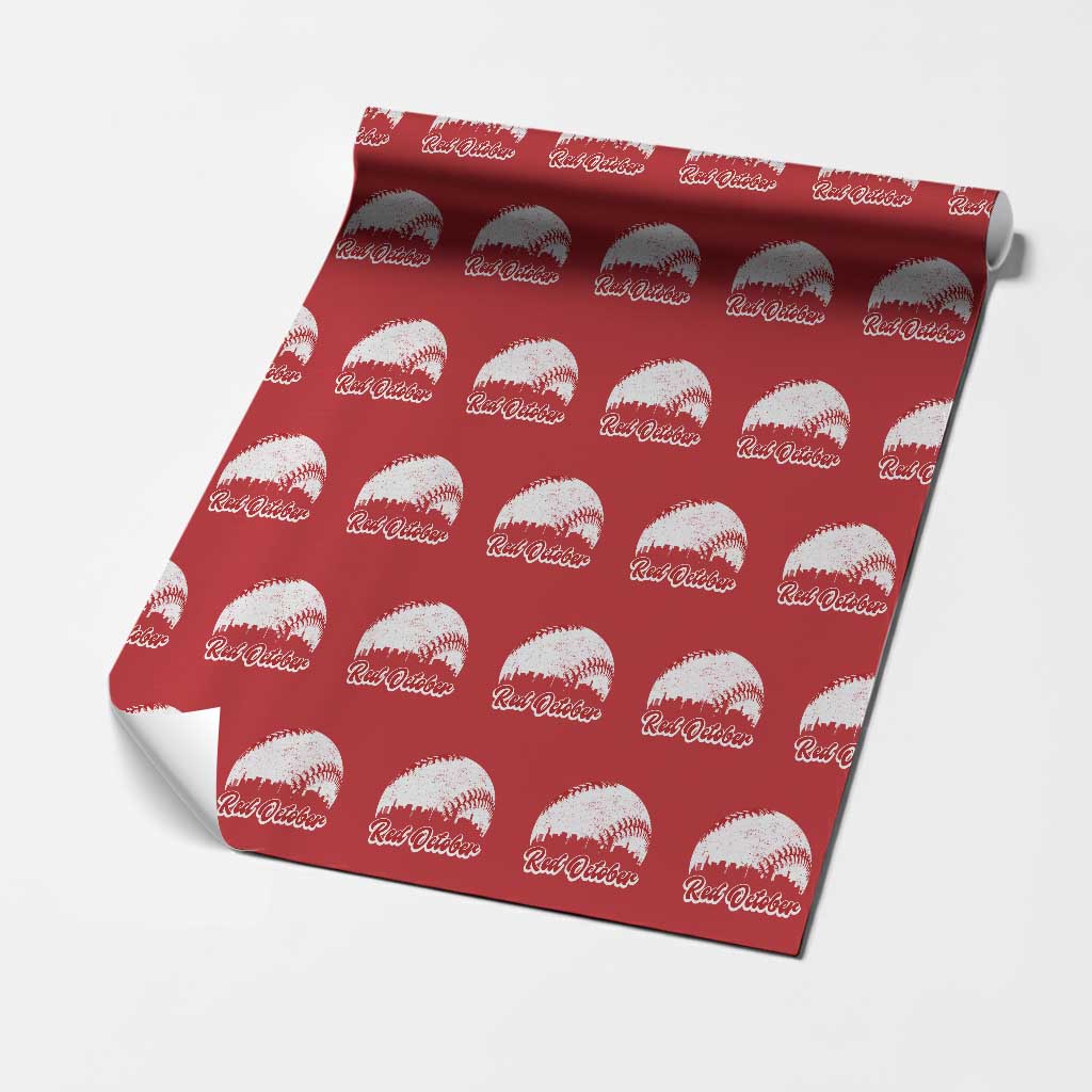Vintage Red October Wrapping Paper Roll Philadelphia Skyline Retro Philly Cityscape - Wonder Print Shop