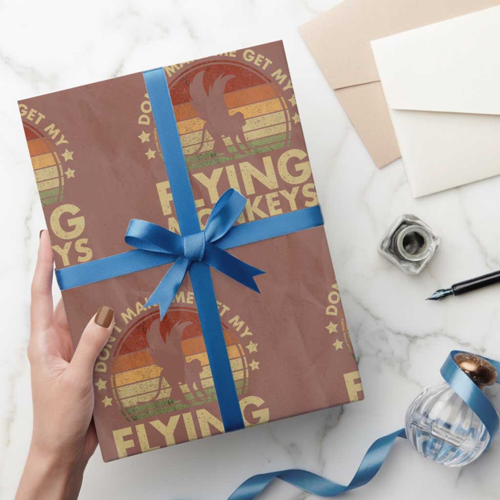 Vintage Retro Dont Make Me Get My Flying Monkeys Wrapping Paper Roll - Wonder Print Shop