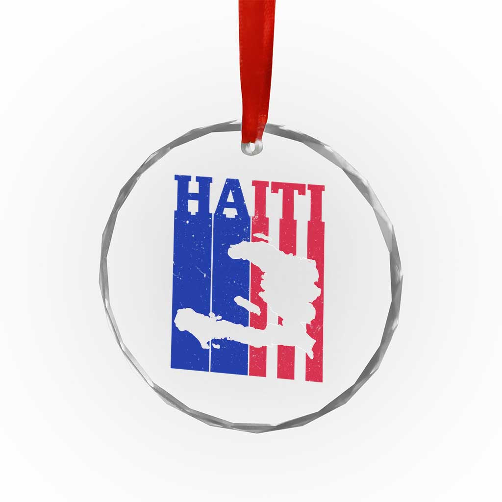 Vintage Retro Map of Haiti Crystal Glass Ornament Haitian Heritage Pride Travel Souvenir
