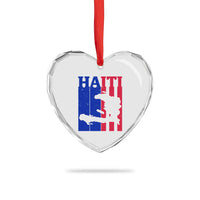 Vintage Retro Map of Haiti Heart Crystal Glass Ornament Haitian Heritage Pride Travel Souvenir