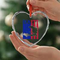 Vintage Retro Map of Haiti Heart Crystal Glass Ornament Haitian Heritage Pride Travel Souvenir