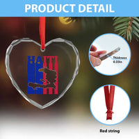 Vintage Retro Map of Haiti Heart Crystal Glass Ornament Haitian Heritage Pride Travel Souvenir