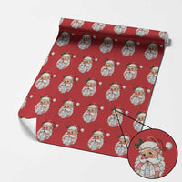 Vintage Retro Patchwork Santa Xmas Wrapping Paper Roll Merry Xmas Holiday - Wonder Print Shop