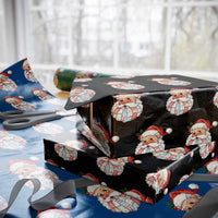 Vintage Retro Patchwork Santa Xmas Wrapping Paper Roll Merry Xmas Holiday - Wonder Print Shop
