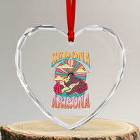 Vintage Retro Sedona Arizona Graphic Heart Crystal Glass Ornament Psychedelic Red Rock Mountain Sunset Travel Souvenir