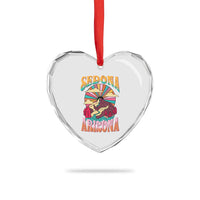 Vintage Retro Sedona Arizona Graphic Heart Crystal Glass Ornament Psychedelic Red Rock Mountain Sunset Travel Souvenir