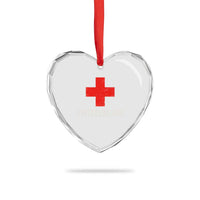 Vintage Retro Switzerland Fan Heart Crystal Glass Ornament Swiss Cross Flag