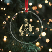 Vintage Rockin Abe Abraham Lincoln Playing Electric Guitar Crystal Glass Ornament Patriotic Music Rocker Mashup 4th of July Celebration