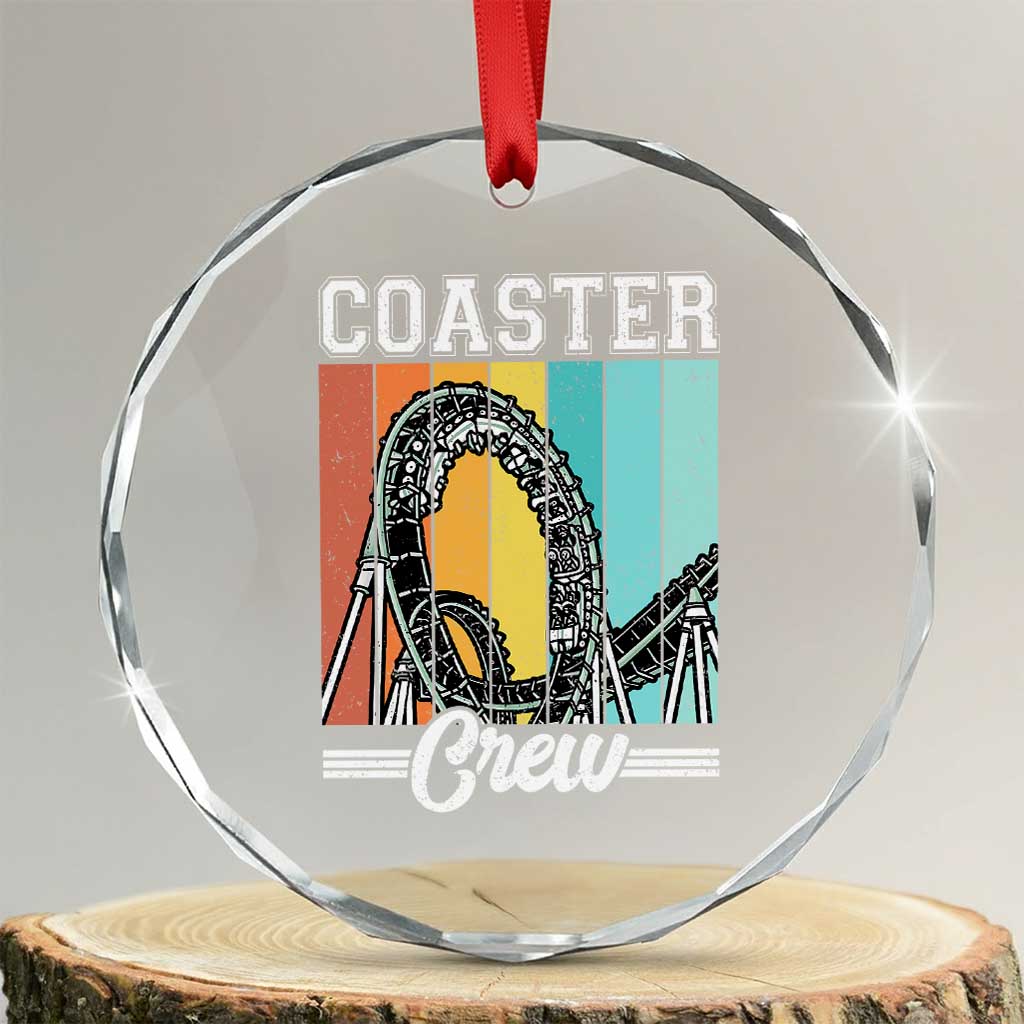 Vintage Rollercoaster Crew Crystal Glass Ornament Family Roller Coaster Amusement Park