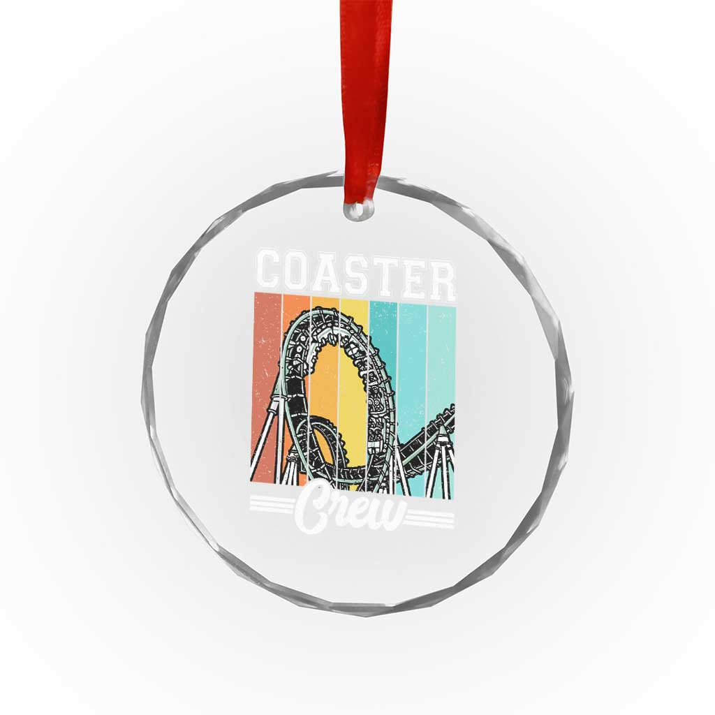 Vintage Rollercoaster Crew Crystal Glass Ornament Family Roller Coaster Amusement Park