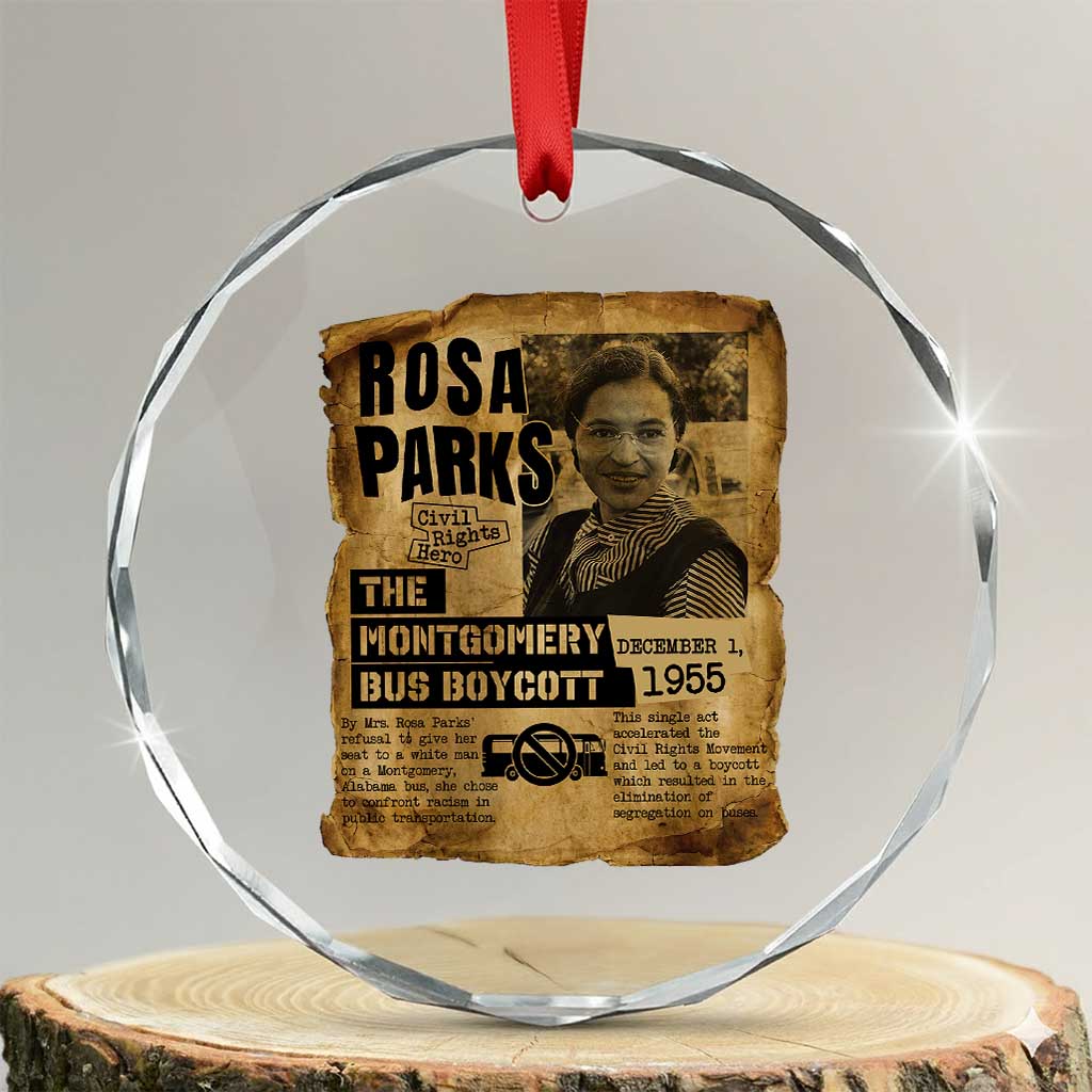 Vintage Rosa Parks Crystal Glass Ornament Groovy Black History Month