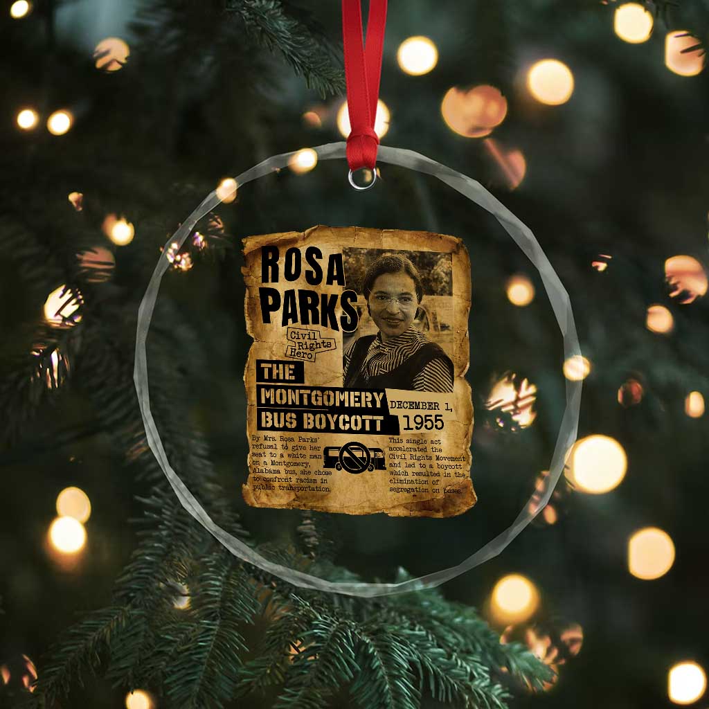 Vintage Rosa Parks Crystal Glass Ornament Groovy Black History Month