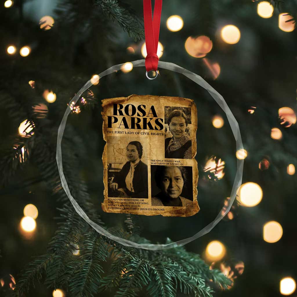 Vintage Rosa Parks Crystal Glass Ornament Women Empowerment Inspirational Quote