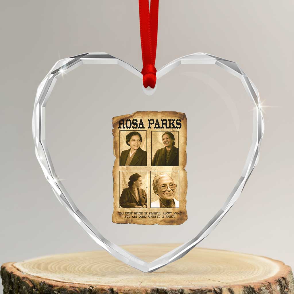 Vintage Rosa Parks Heart Crystal Glass Ornament Courage And Justice Quote
