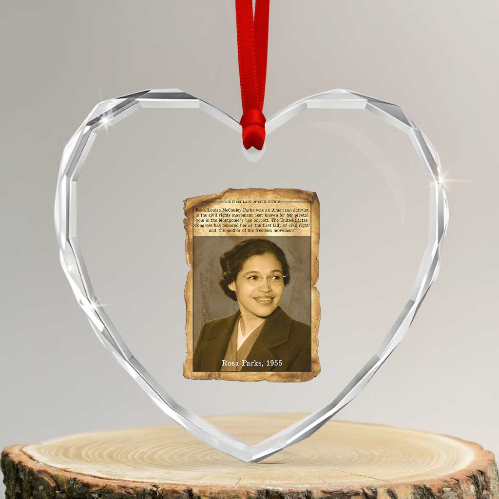 Vintage Rosa Parks Heart Crystal Glass Ornament First Lady Of Civil Rights