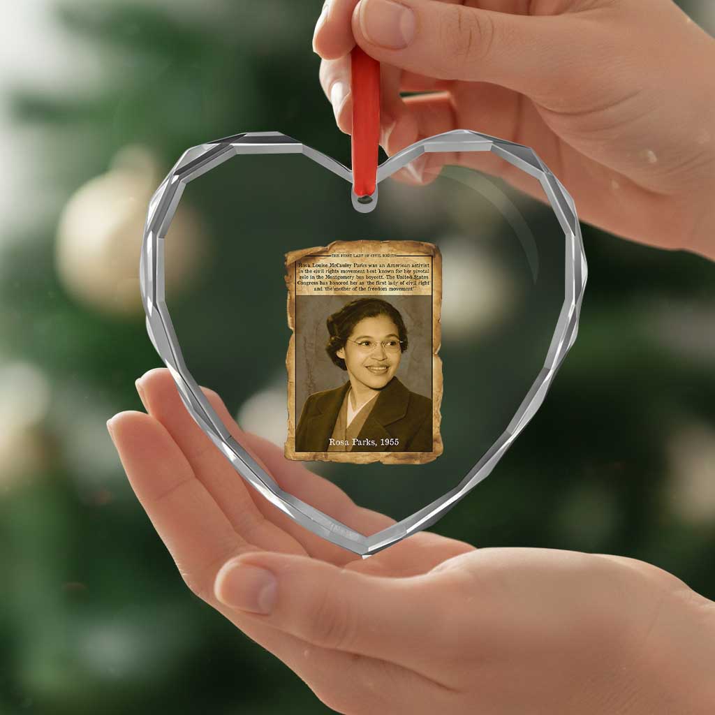 Vintage Rosa Parks Heart Crystal Glass Ornament First Lady Of Civil Rights