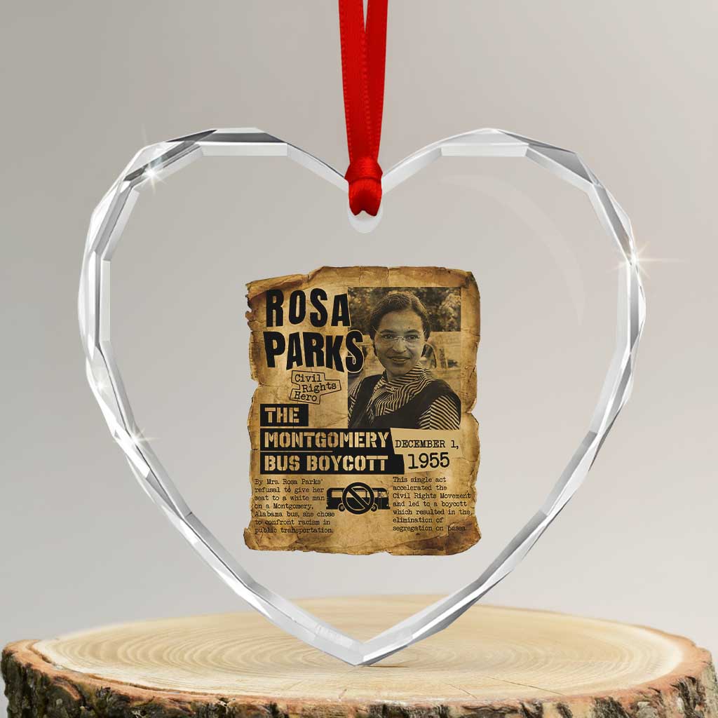 Vintage Rosa Parks Heart Crystal Glass Ornament Groovy Black History Month