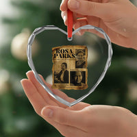 Vintage Rosa Parks Heart Crystal Glass Ornament Women Empowerment Inspirational Quote