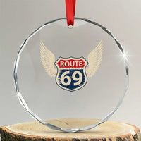 Vintage Route 69 Highway Road Trip Sign Crystal Glass Ornament