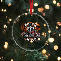 Vintage Route Highway 66 Biker Club Crystal Glass Ornament Live To Ride Motorcycle Graphic