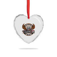 Vintage Route Highway 66 Biker Club Heart Crystal Glass Ornament Live To Ride Motorcycle Graphic