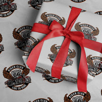 Vintage Route Highway 66 Biker Club Wrapping Paper Roll Live To Ride Motorcycle Graphic