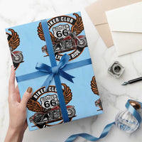 Vintage Route Highway 66 Biker Club Wrapping Paper Roll Live To Ride Motorcycle Graphic