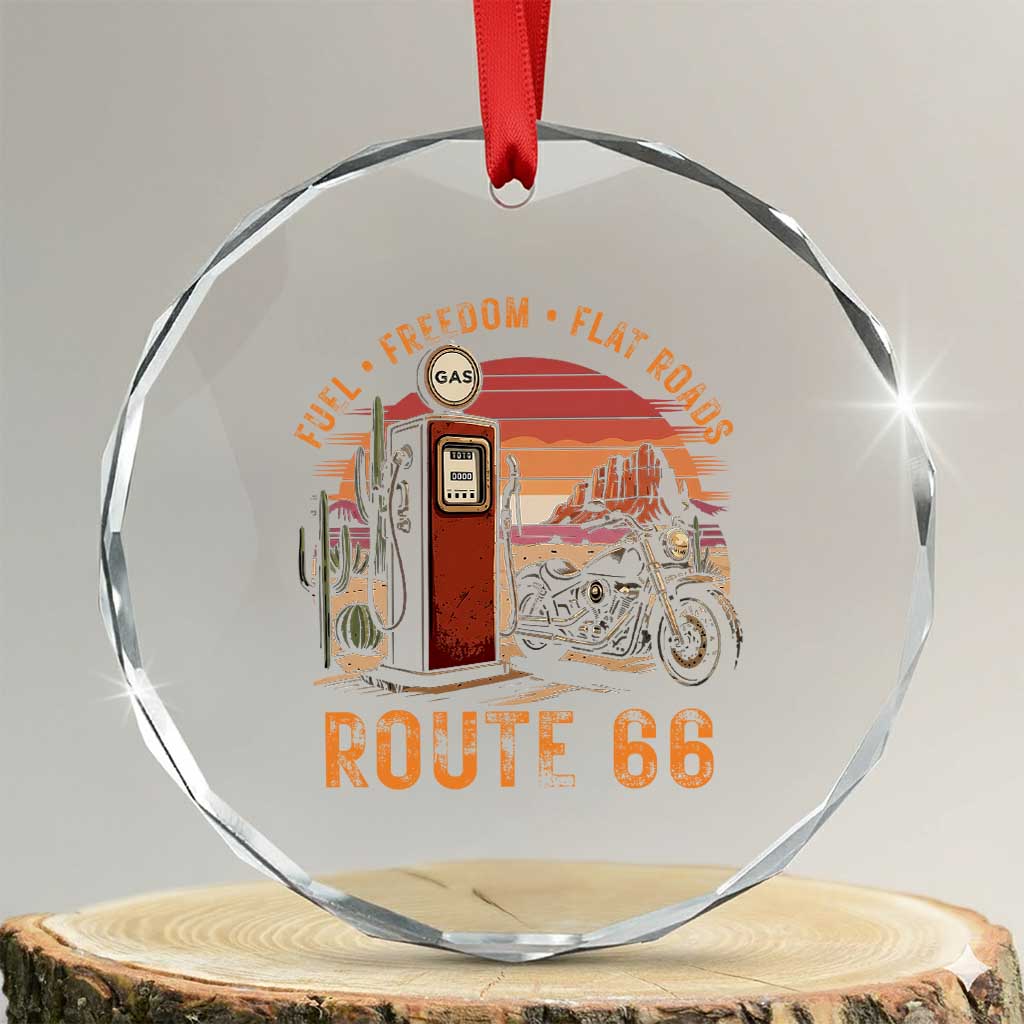 Vintage Route Highway 66 Gas Pump Crystal Glass Ornament Fuel Freedom Flat Roads