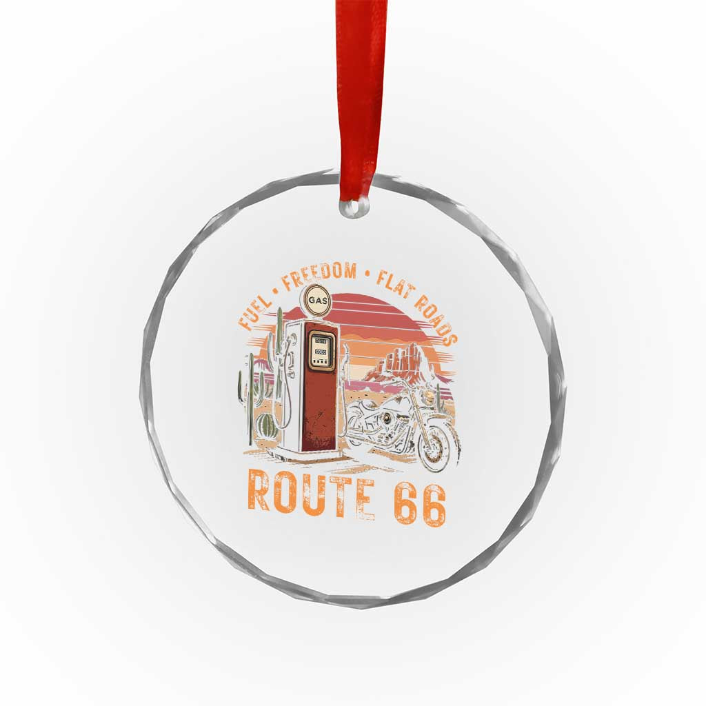 Vintage Route Highway 66 Gas Pump Crystal Glass Ornament Fuel Freedom Flat Roads