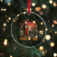 Vintage Route Highway 66 Gas Pump Crystal Glass Ornament Fuel Freedom Flat Roads