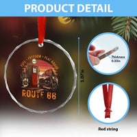 Vintage Route Highway 66 Gas Pump Crystal Glass Ornament Fuel Freedom Flat Roads