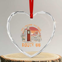 Vintage Route Highway 66 Gas Pump Heart Crystal Glass Ornament Fuel Freedom Flat Roads