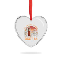 Vintage Route Highway 66 Gas Pump Heart Crystal Glass Ornament Fuel Freedom Flat Roads
