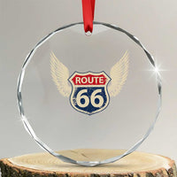 Vintage Route Highway 66 Highway Road Trip Sign Crystal Glass Ornament