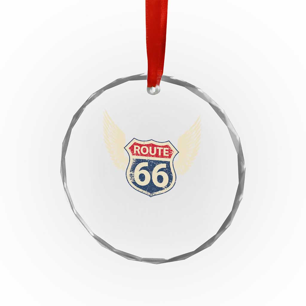 Vintage Route Highway 66 Highway Road Trip Sign Crystal Glass Ornament