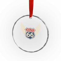 Vintage Route Highway 66 Highway Road Trip Sign Crystal Glass Ornament