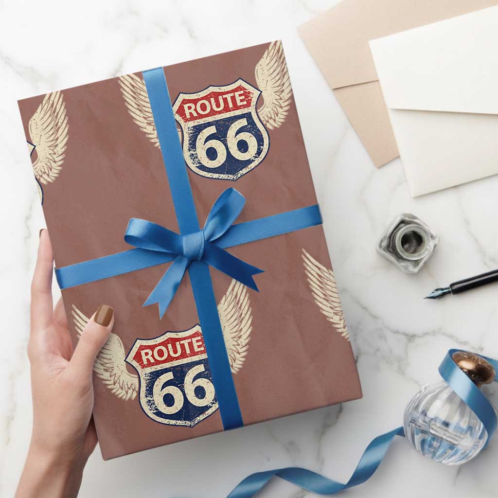 Vintage Route Highway 66 Highway Road Trip Sign Wrapping Paper Roll